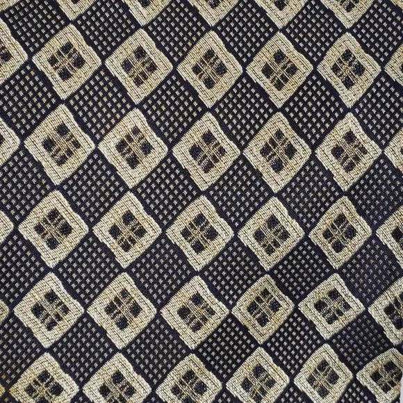 FROG 100% Silk Neck Tie Black Brown Diamond Checkered Vintage Look Made in Italy - Picture 8 of 8